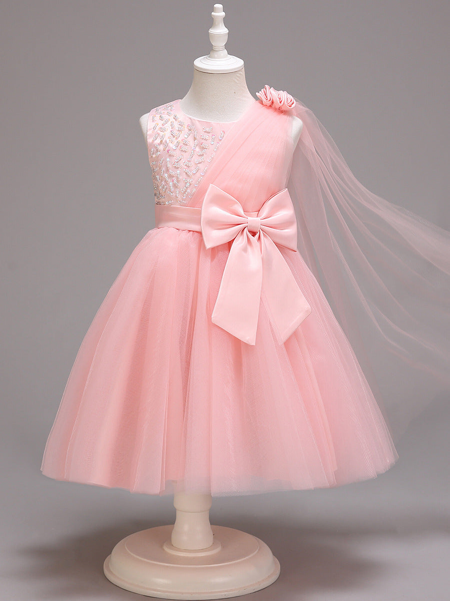 Vestido Infantil Alça Tule Laço