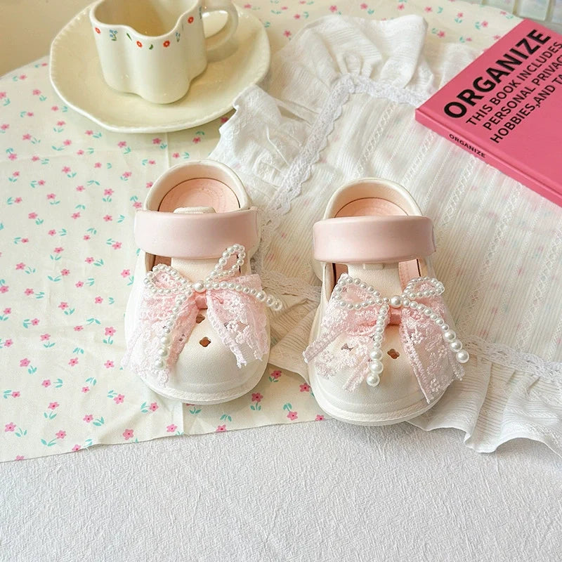 Crocks Infantil Feminino Lacinho com Pérolas