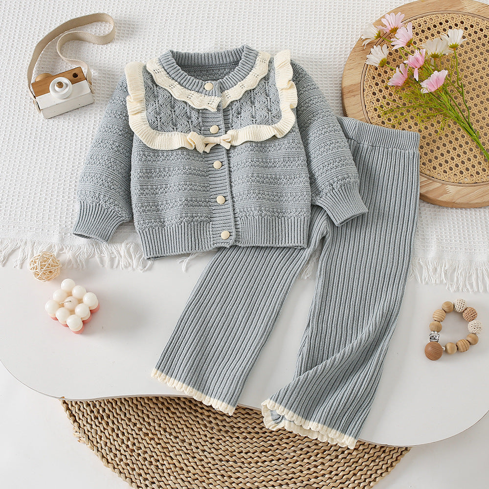 Conjunto Infantil Feminino de Tricô Inverno