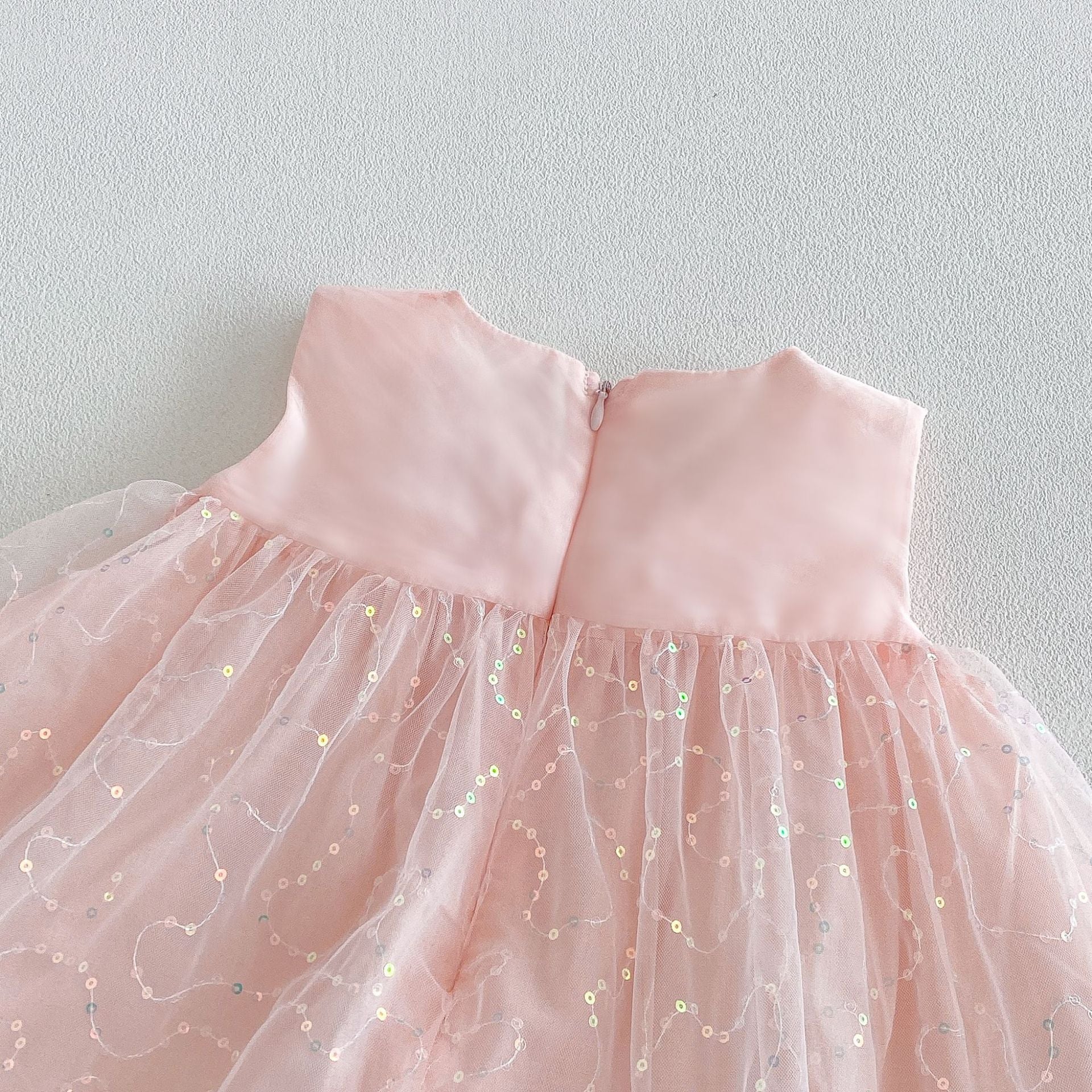 Vestido Infantil Tule Brilhante Lacinho