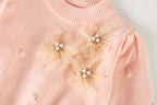 Conjunto Infantil Feminino Tricô Flores