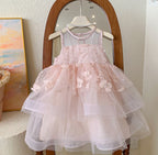 Vestido Infantil Festa Rosa Flores