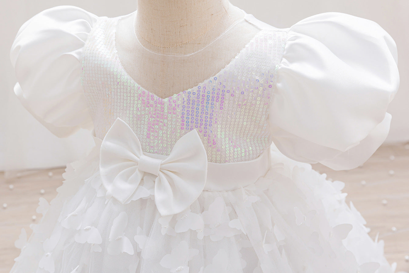 Vestido de Festa Infantil Borboletas e Laço