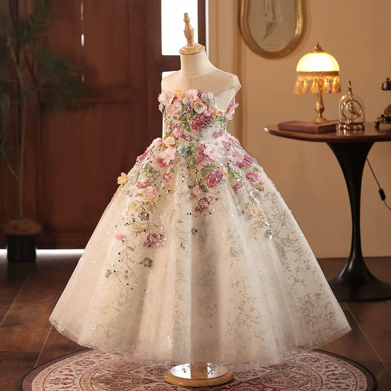 Vestido Infantil Longo Flores