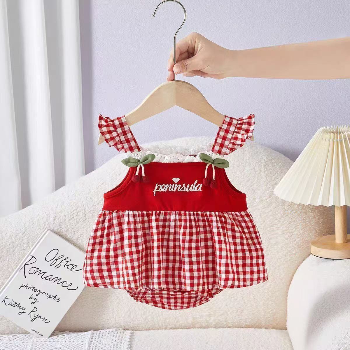 Body Infantil Xadrez Cerejinhas