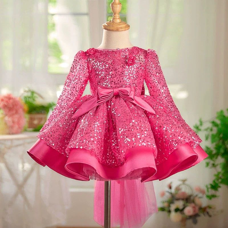 Vestido De Festa Infantil Brilhante Lacinho