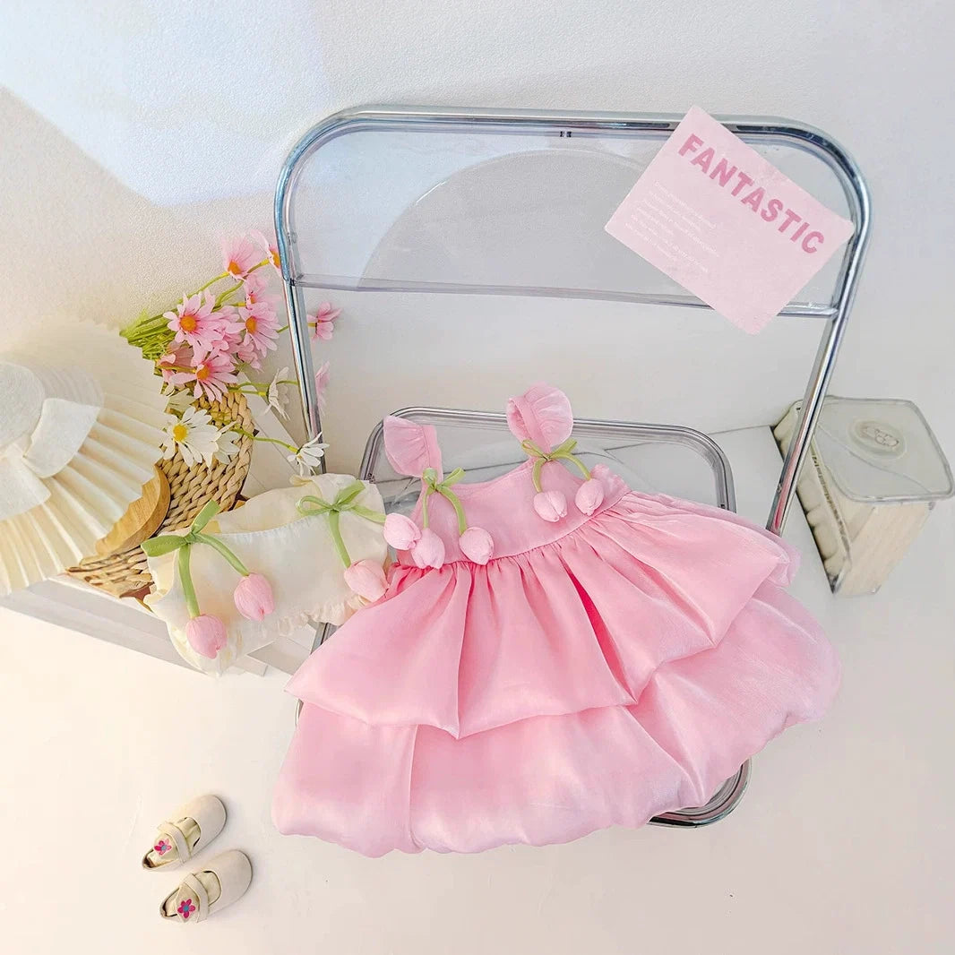 Vestido Infantil Verão Tulipas