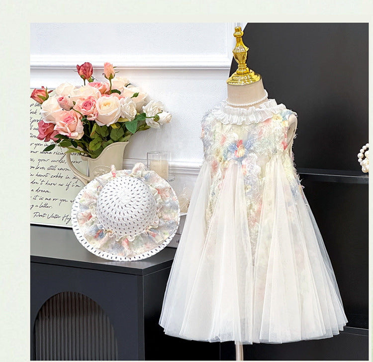 Vestido Infantil Floral com Tule