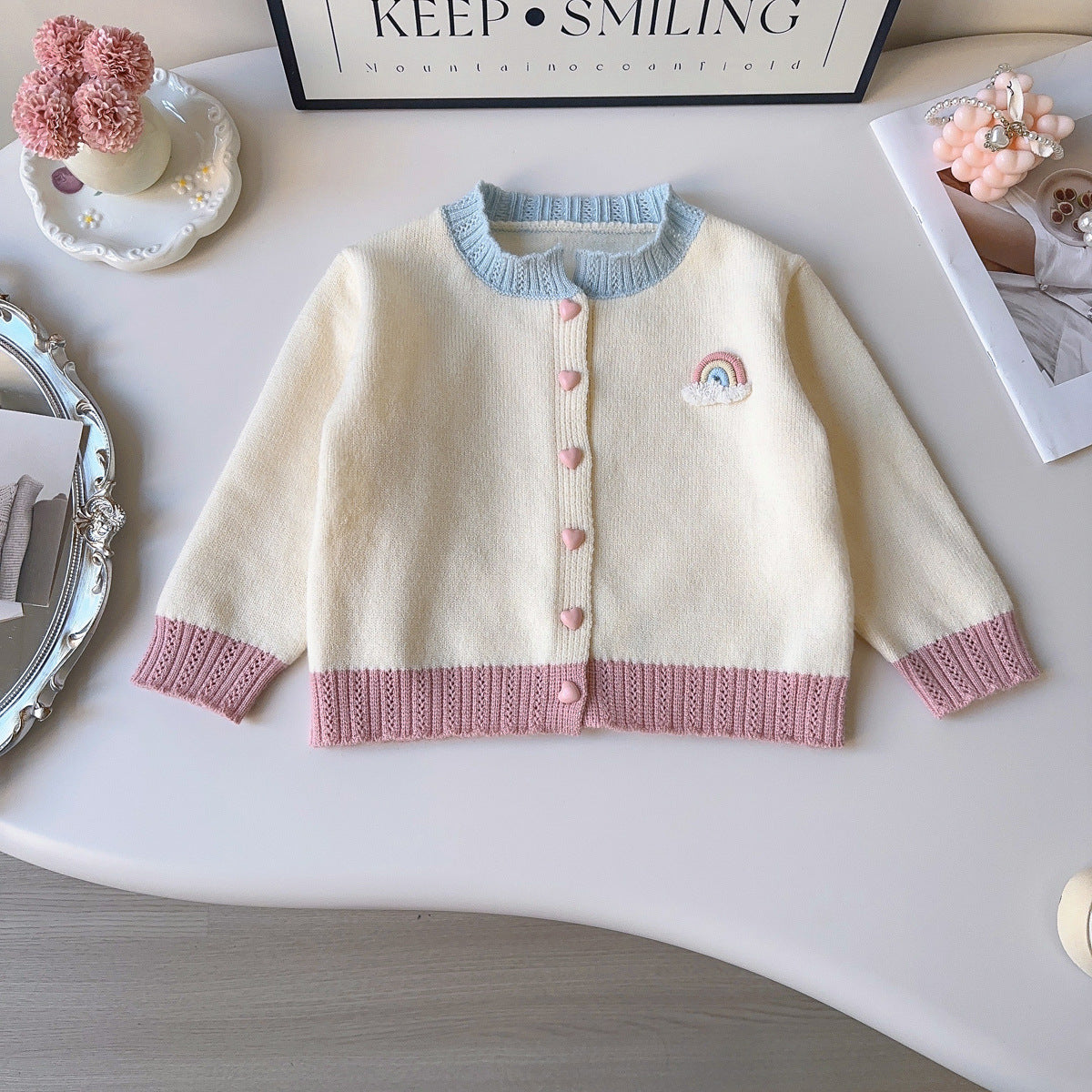 Cardigan Infantil de Tricô Arco íris