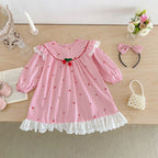 Body/ Vestido Infantil Rosa Cerejinhas