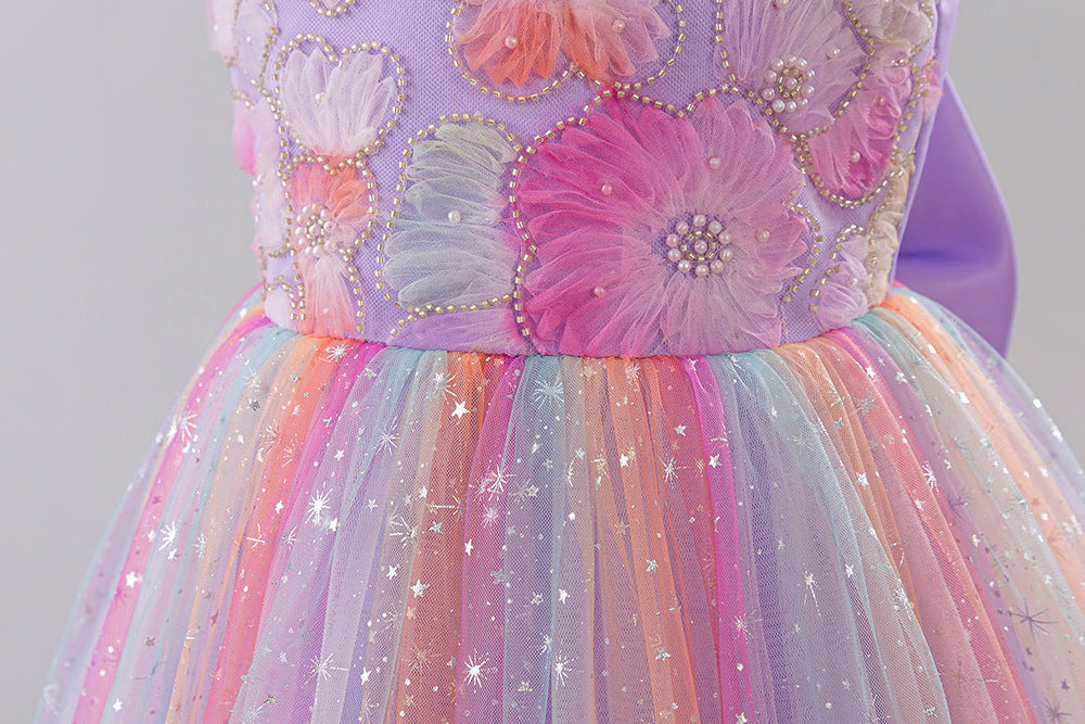 Vestido Infantil de Festa Longo Flores