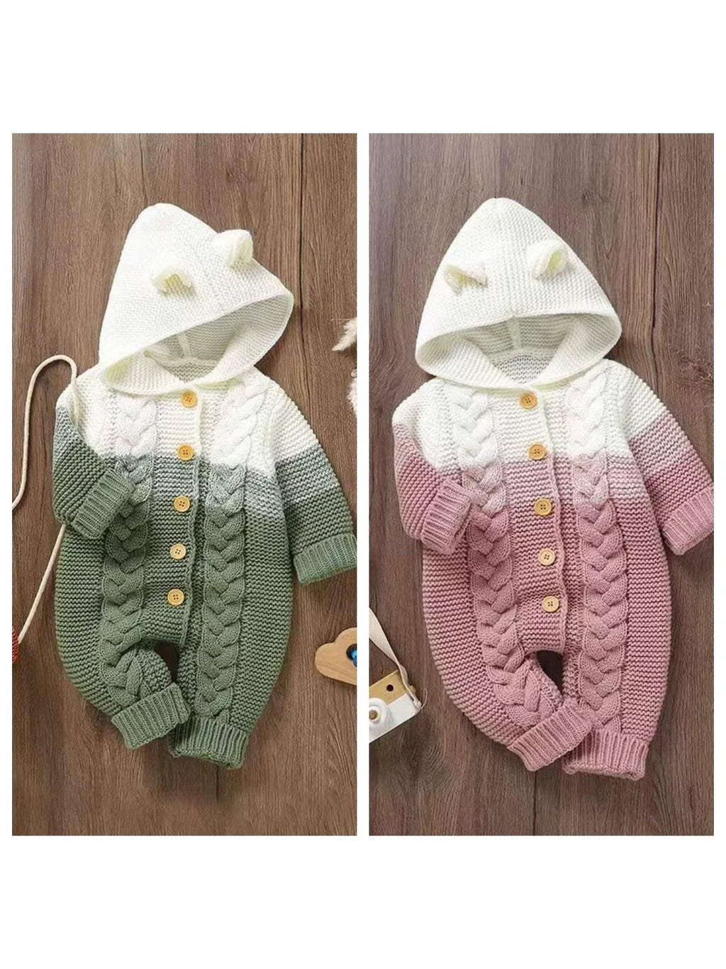 Macacão Infantil de Tricô Orelhinhas