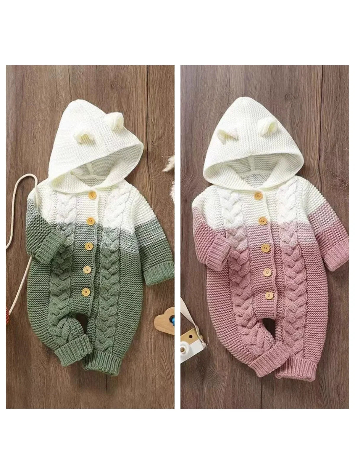 Macacão Infantil de Tricô Orelhinhas