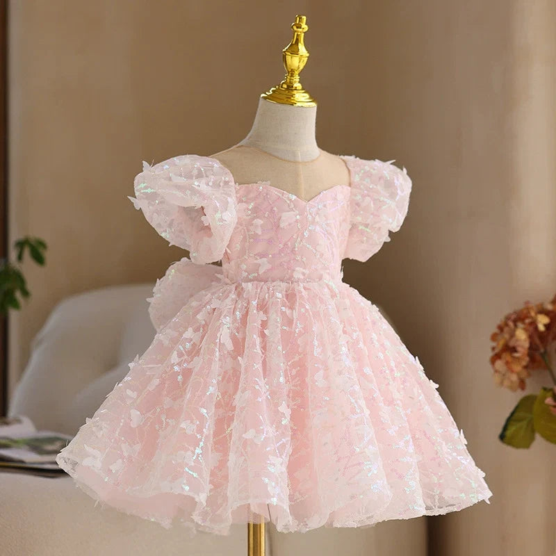 Vestido de Festa Infantil Borboletinhas Brilhante