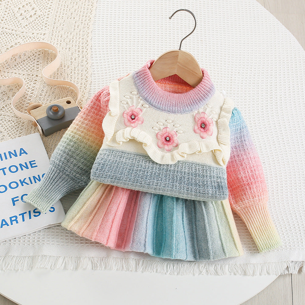 Conjunto Infantil Feminino Tricô Colors Flores