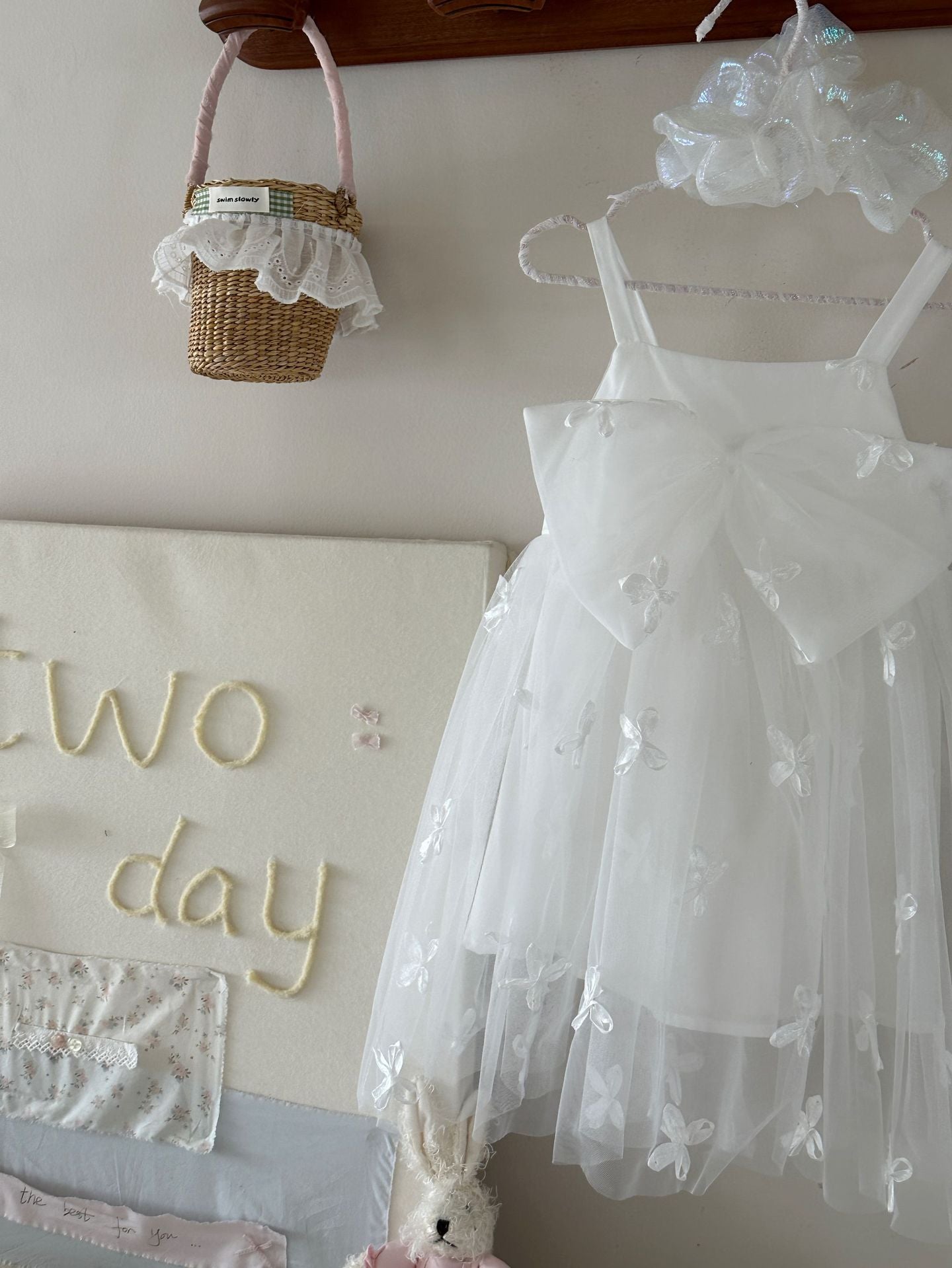 Vestido Infantil de Tule Flores Lacinho