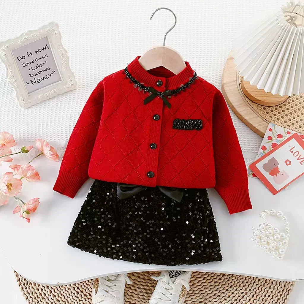 Conjunto Infantil Tricô e Brilhos