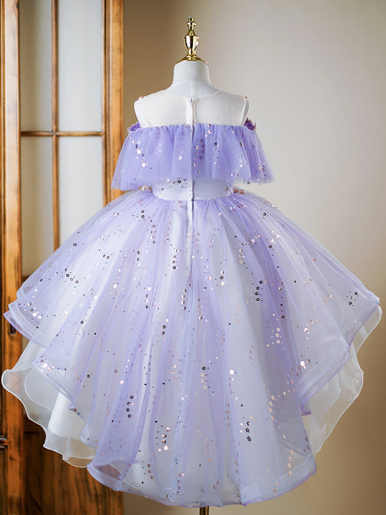 Vestido Infantil de Festa Brilhante Roxo