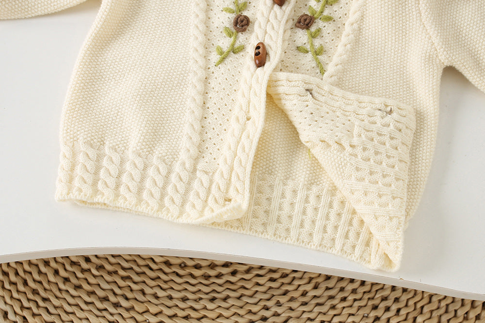 Conjunto Infantil Feminino Tricô Florzinhas