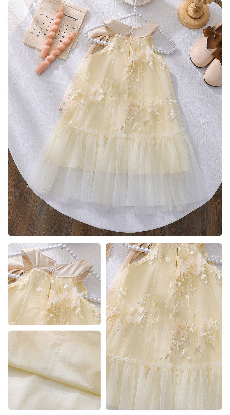 Vestido Infantil Tule Floral com Lacinho