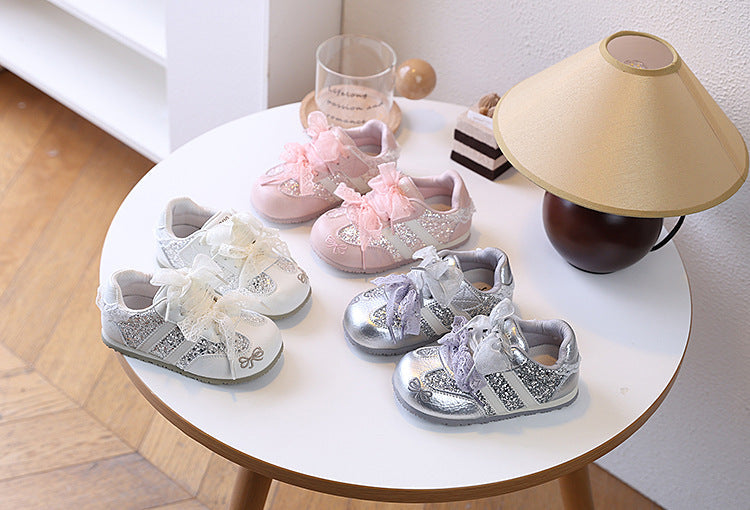Tênis Infantil Feminino Strass Lacinhos