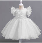 Vestido De Festa Infantil Flores Manguinha Voadora