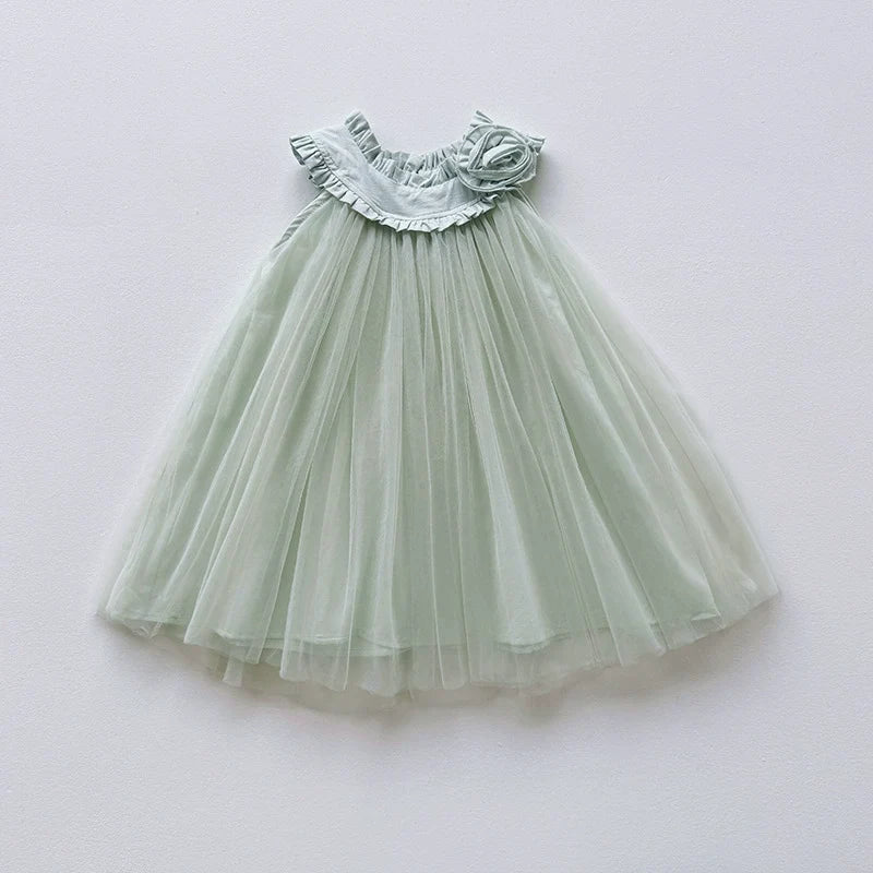 Vestido Infantil de Tule Flor