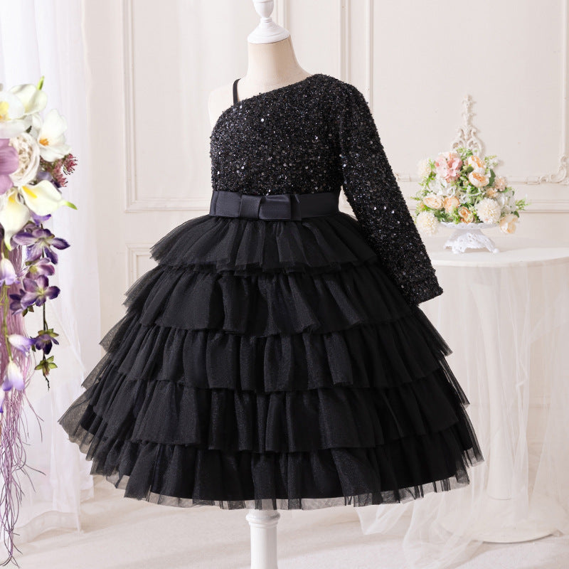 Vestido Infantil Preto Paetê