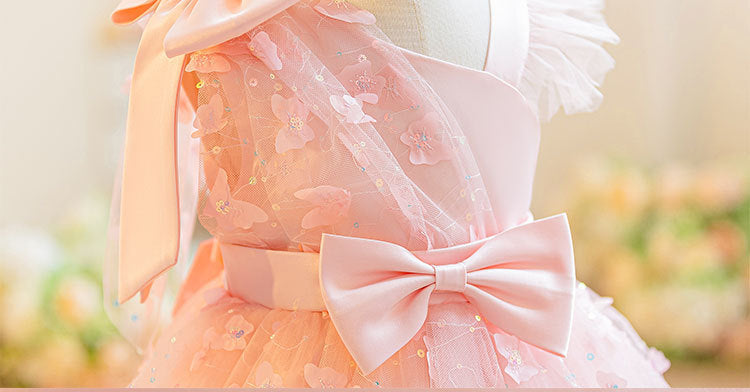Vestido Infantil Tule Borboletinhas Lacinho
