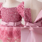 Vestido Infantil de Festa Flores e Lantejoulas