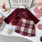 Conjunto Infantil Feminino Xadrez Lacinhos