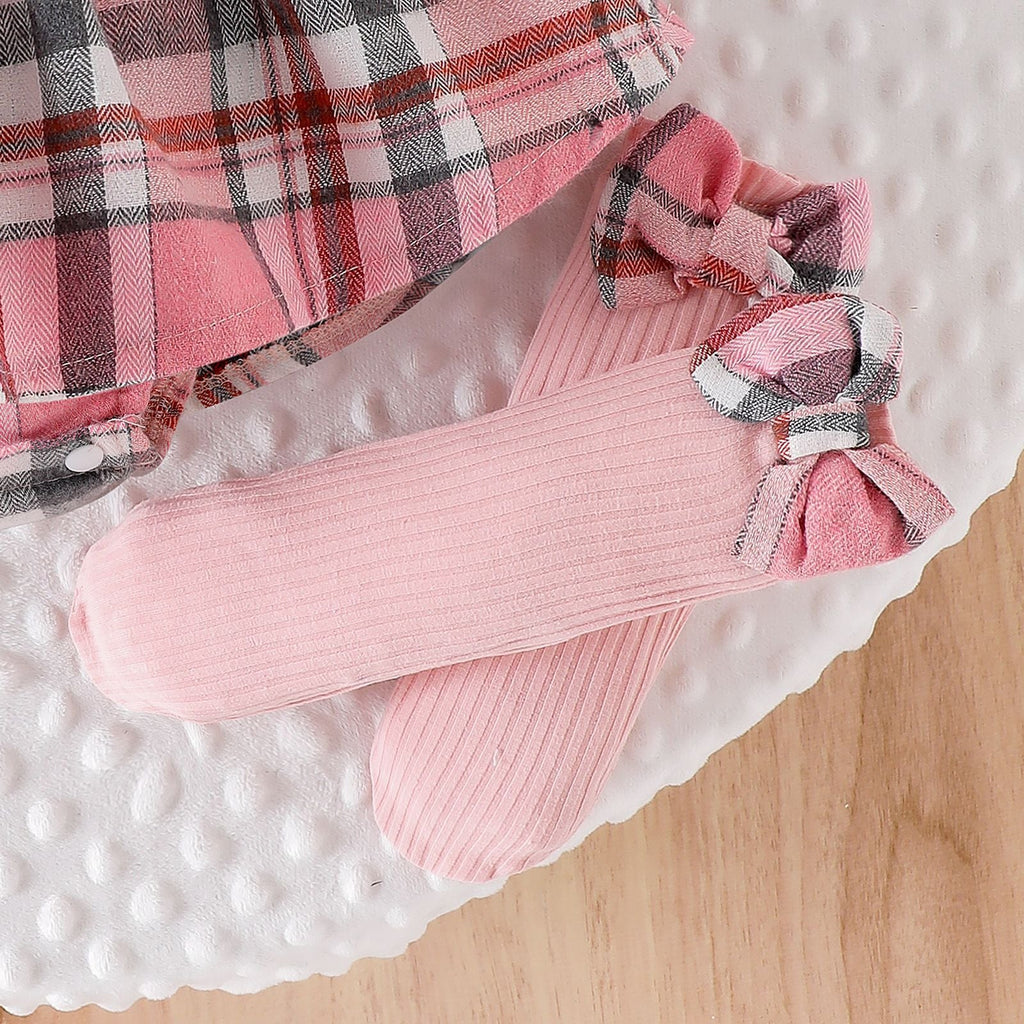 Conjunto Infantil Feminino Botões e Xadrez