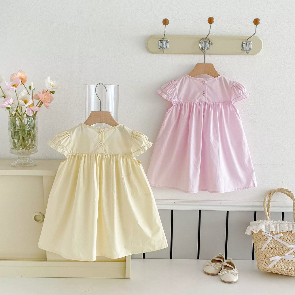 Vestido Infantil Florzinhas e Manga Babadinhos
