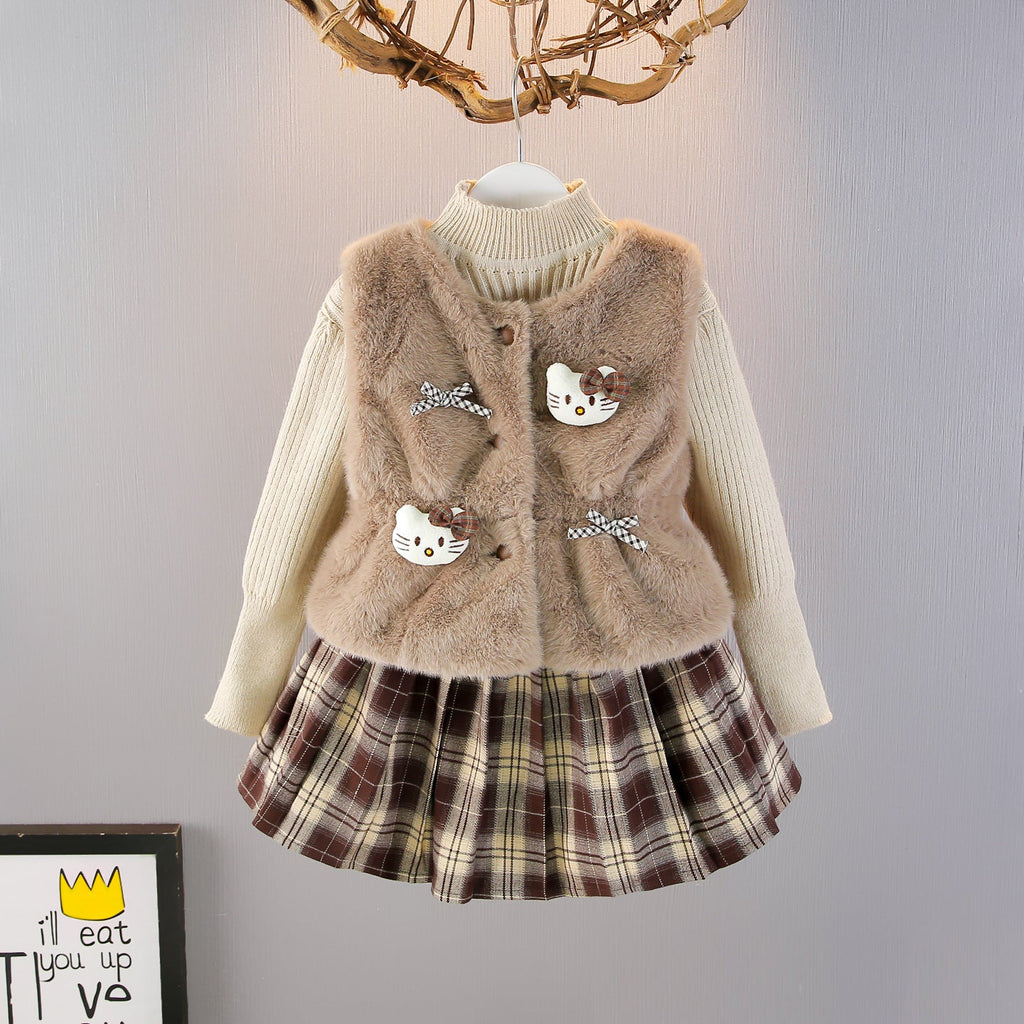 Conjunto Infantil Gatinha Xadrez
