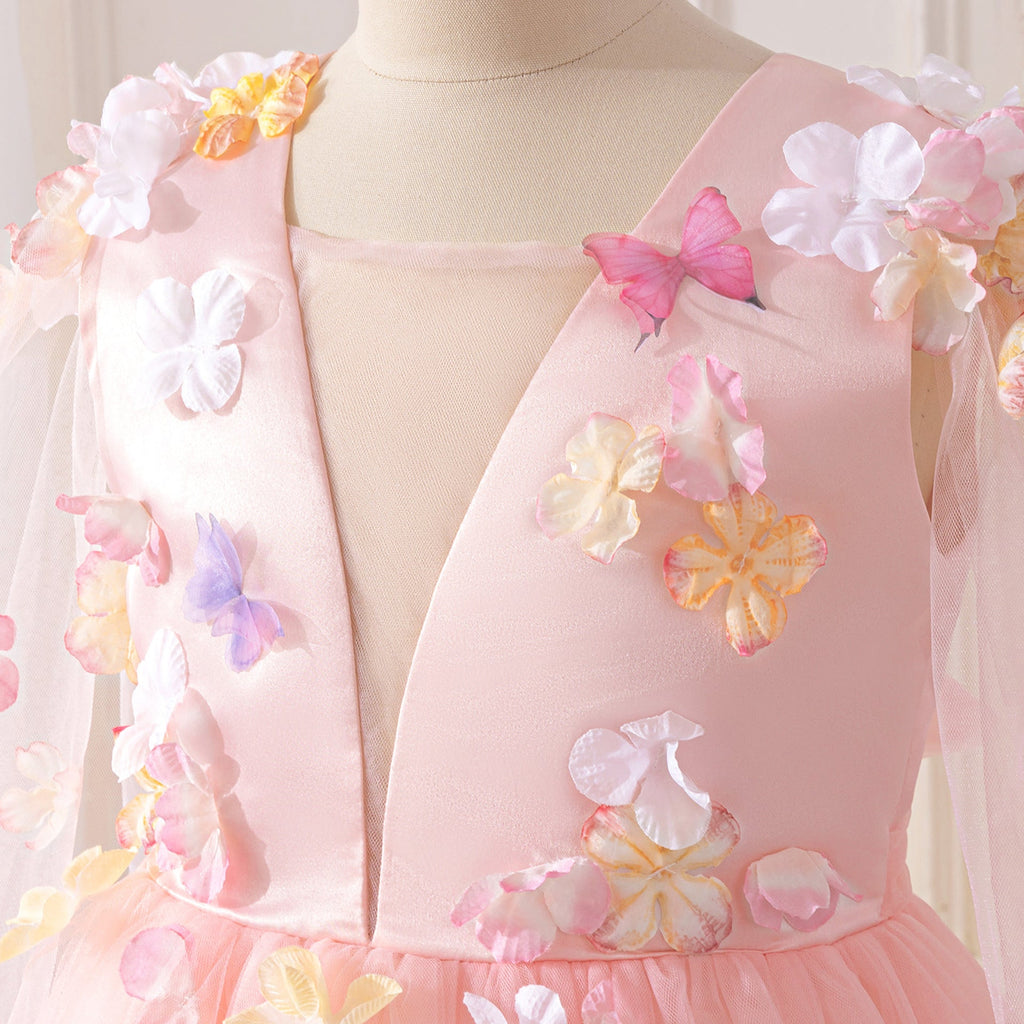Vestido Infantil de Festa Flores Tule