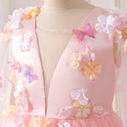Vestido Infantil de Festa Flores Tule