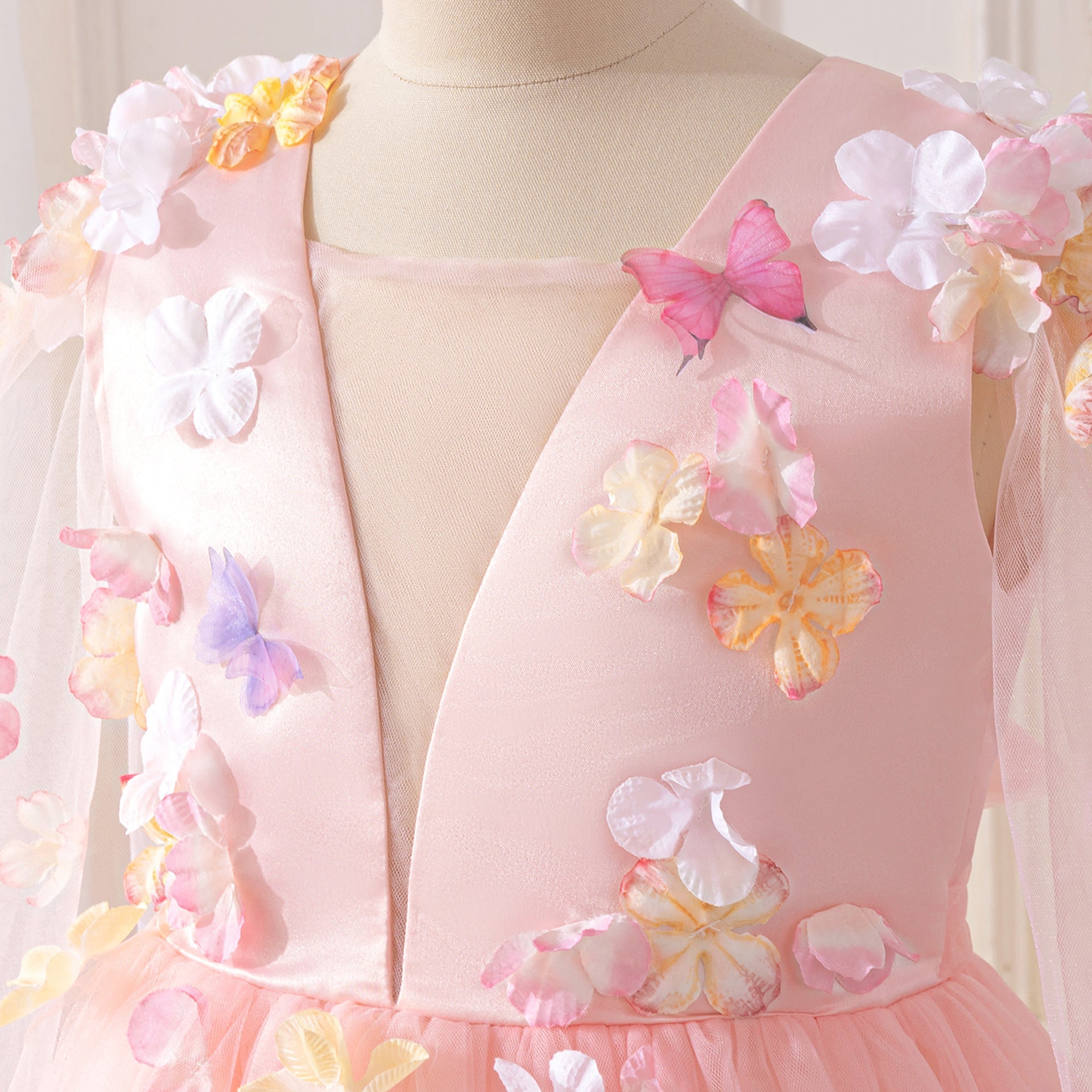 Vestido Infantil de Festa Flores Tule