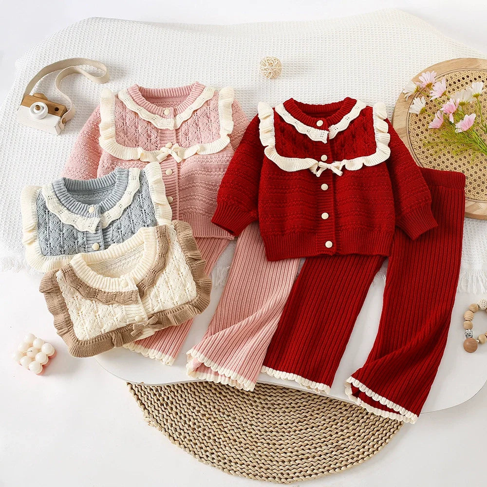 Conjunto Infantil Feminino de Tricô Inverno
