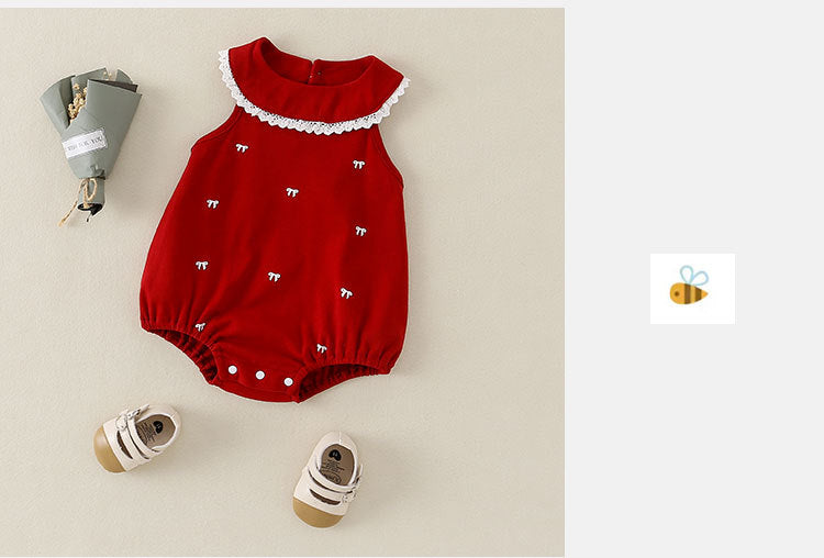 Body Infantil Feminino Vermelho Lacinhos