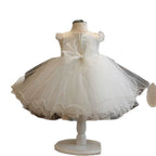 Vestido De Festa Infantil Branco Tule e Brilhantes