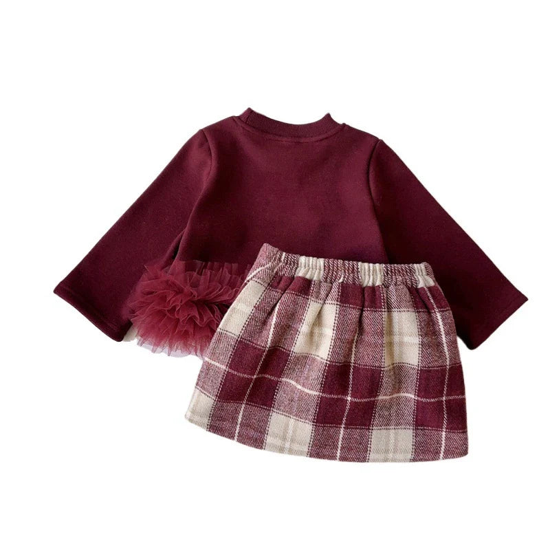 Conjunto Infantil Feminino Xadrez Lacinhos