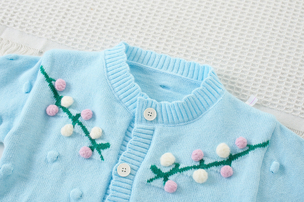 Cardigan Infantil Tricô Florzinhas