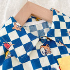 Macaquinho Infantil Xadrez Azul