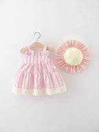Vestido Infantil Lístras Lacinhos + Chapéu