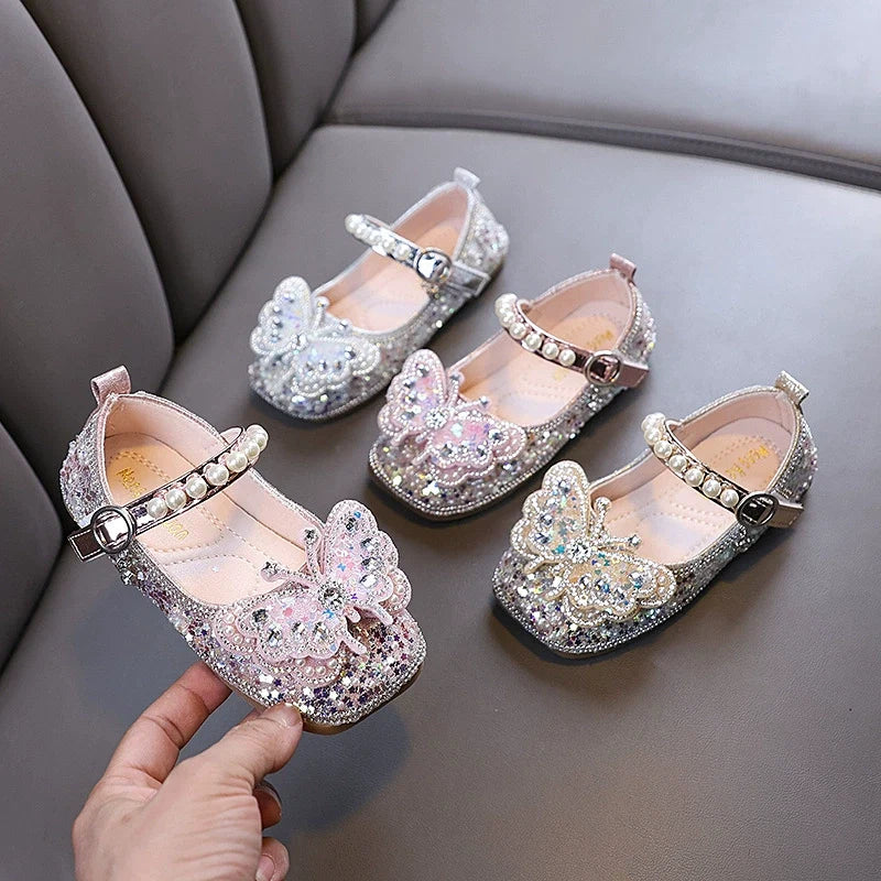 Sapato Infantil Feminino Strass Borboleta