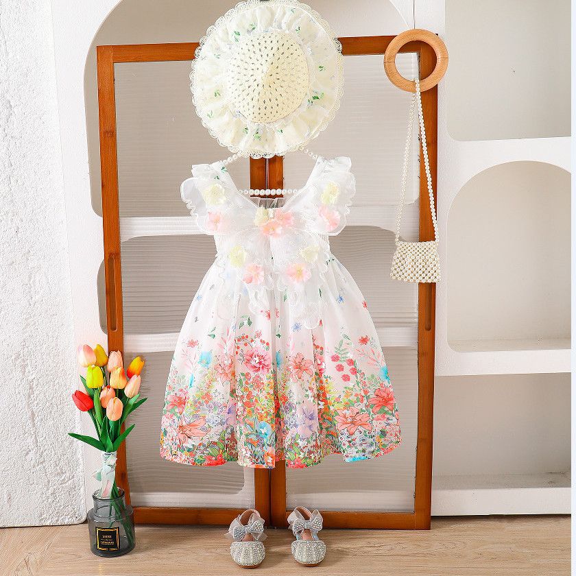 Vestido Infantil Flores com Asas