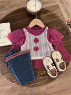 Conjunto Infantil Florzinhas e Jeans