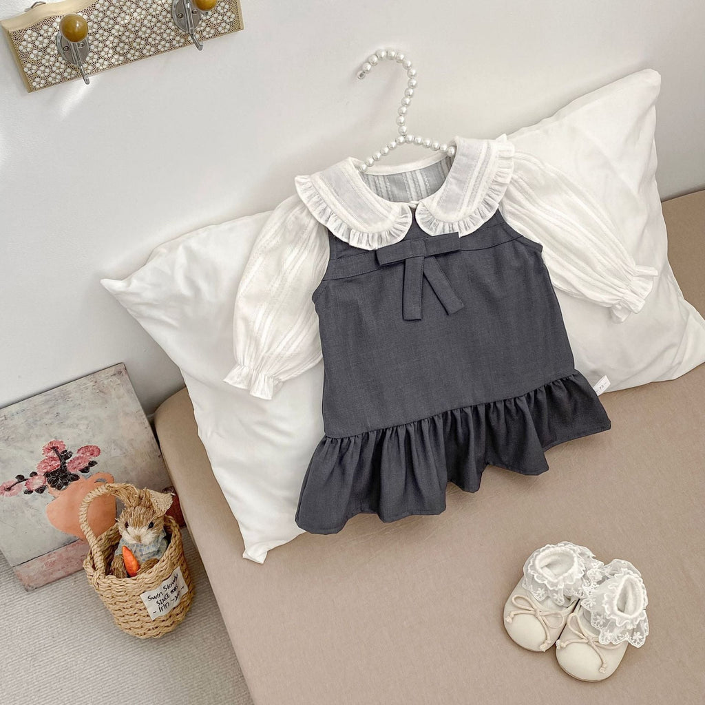 Vestido Infantil + Blusa Branca Golinha