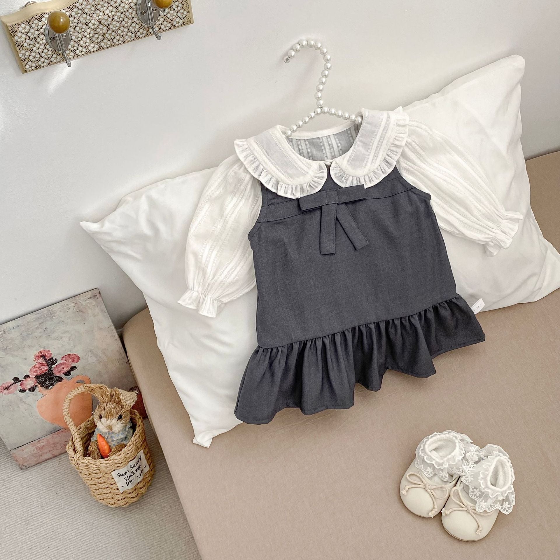 Vestido Infantil + Blusa Branca Golinha