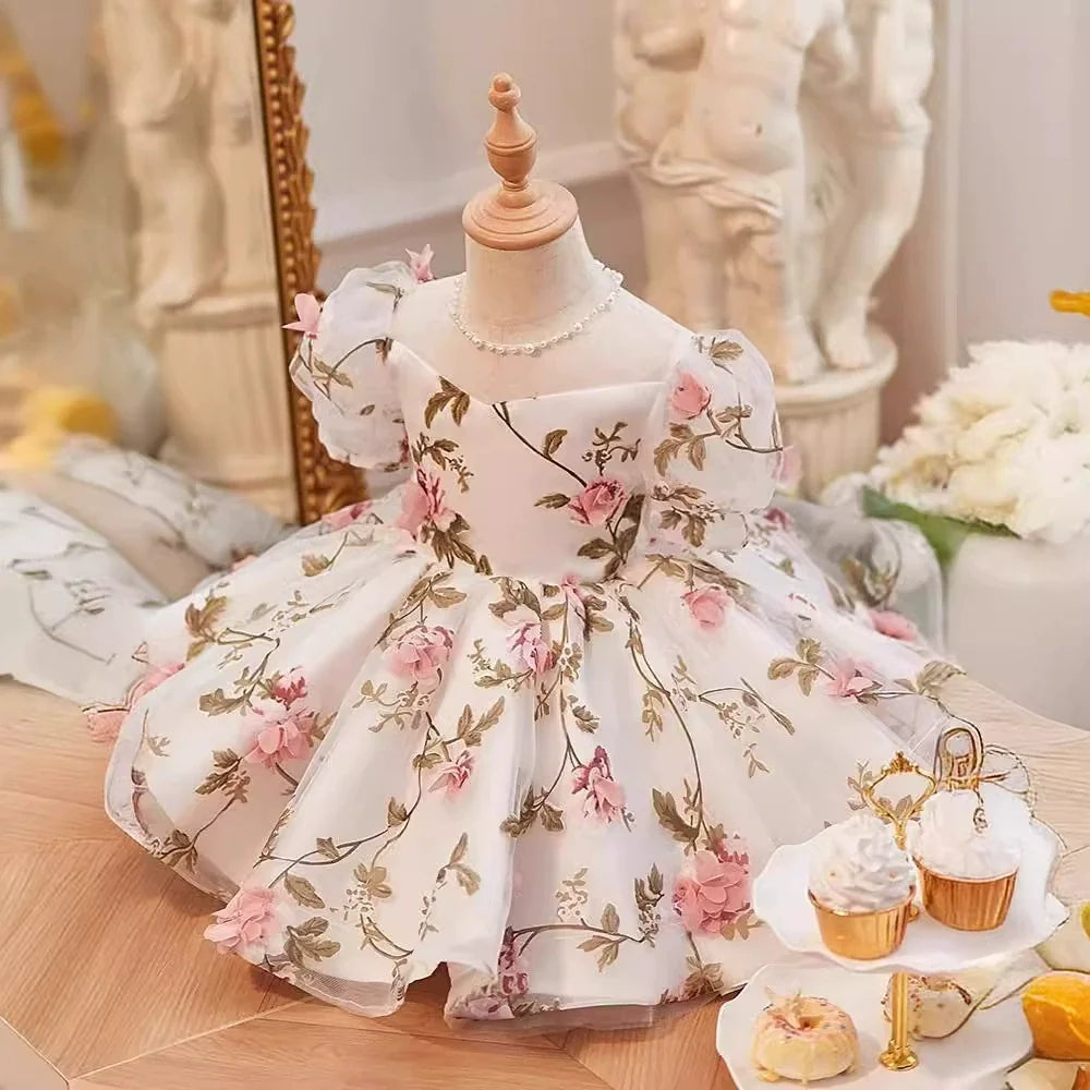 Vestido de Festa Branco Flores